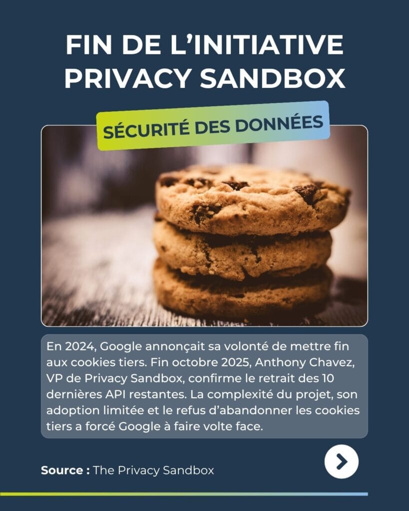 Revue du web : Fin de l'initiative Privacy Sandbox. Les cookies tiers restent les mâitre à bord.