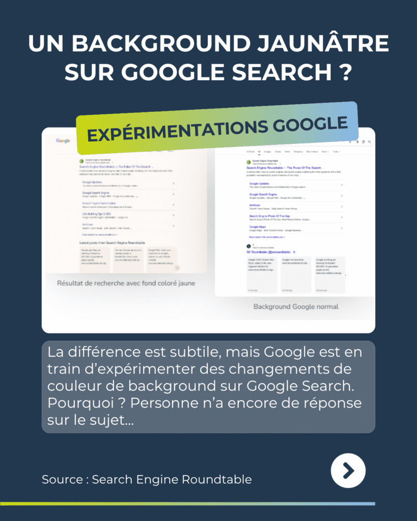 Revue du web Google Search affiche un background jaunâtre dans la recherche universelle sur desktop

