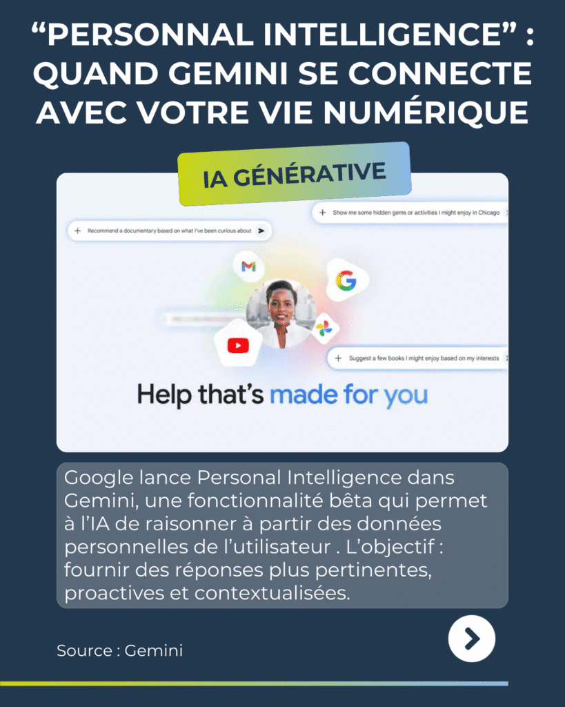 Revue du web semaine du 12 au 16 janvier 2026
Personnal intelligence par Gemini