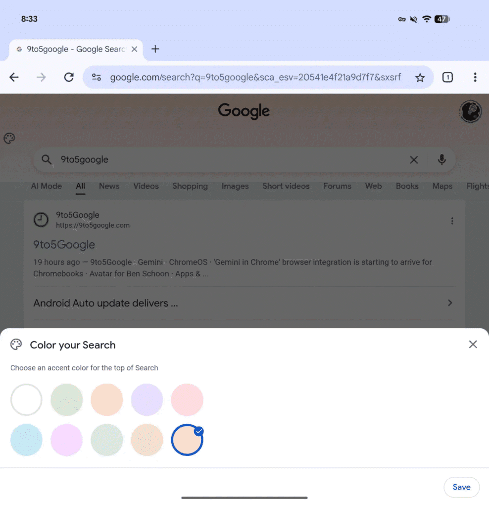 La feature "Color your Search" ou "Donnez de la couleur à votre recherche" est aussi disponible en version Desktop - Source : 9to5Google